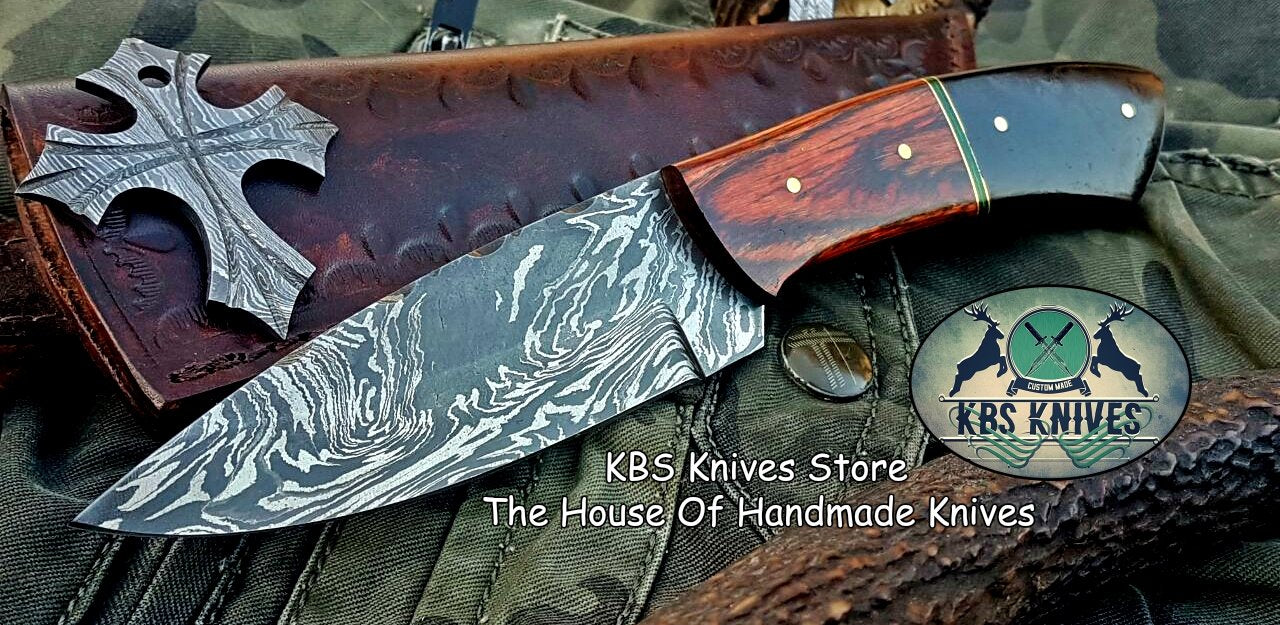 Custom Handmade Damascus Steel Hunting Skinning Knife - Image 4