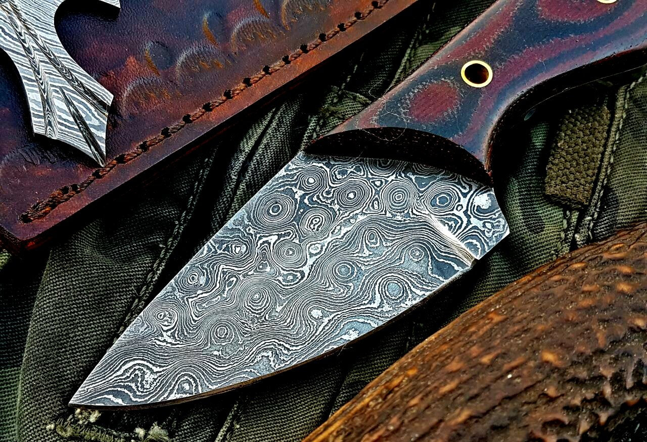 Custom Handmade Damascus Steel Hunting Skinning Knife - Image 2