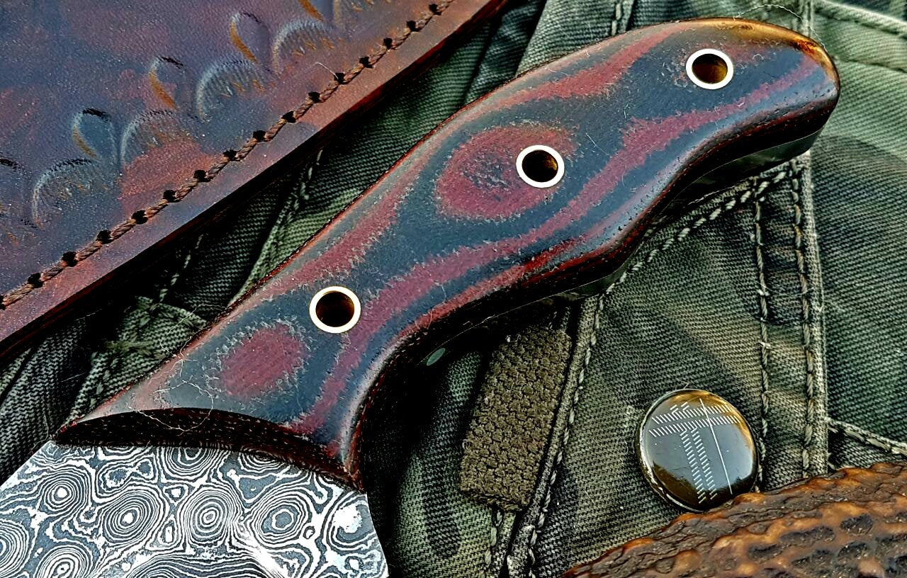 Custom Handmade Damascus Steel Hunting Skinning Knife - Image 3