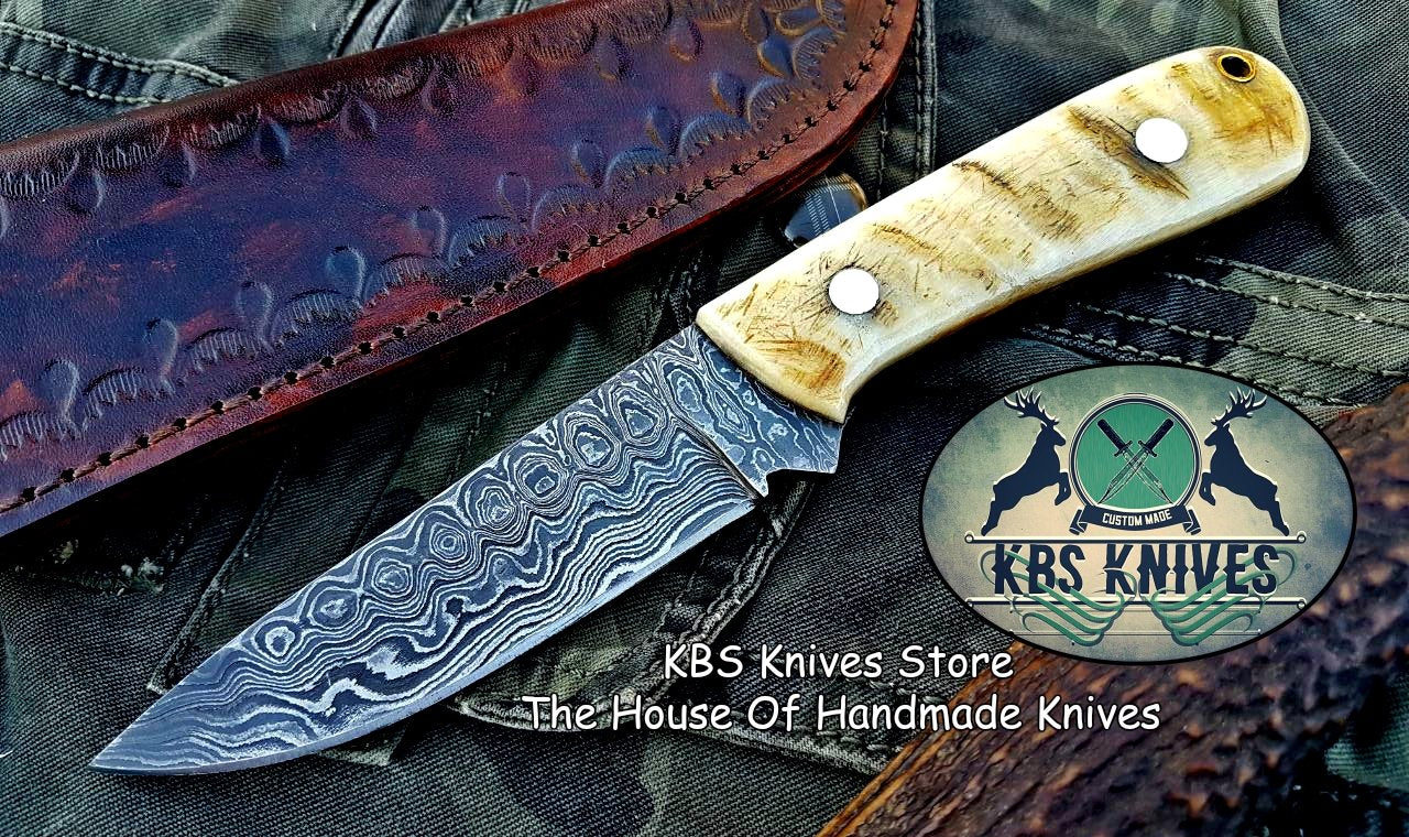 Custom Handmade Damascus Steel Hunting Skinning Knife - Image 4