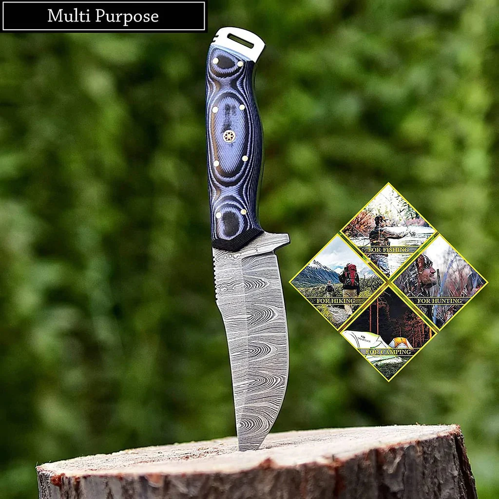 Custom Handmade Damascus Steel Hunting Skinning Knife - Image 3