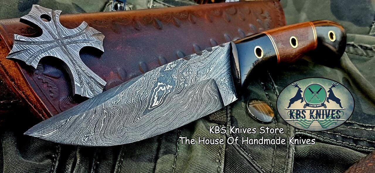 Custom Handmade Damascus Steel Hunting Skinning Knife - Image 3