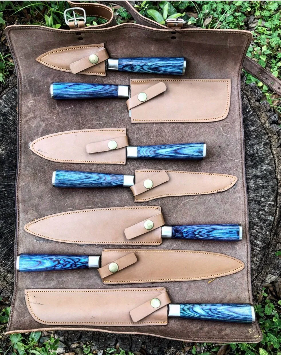 Custom Handmade Damascus Steel Kitchen Knives Set - Image 2