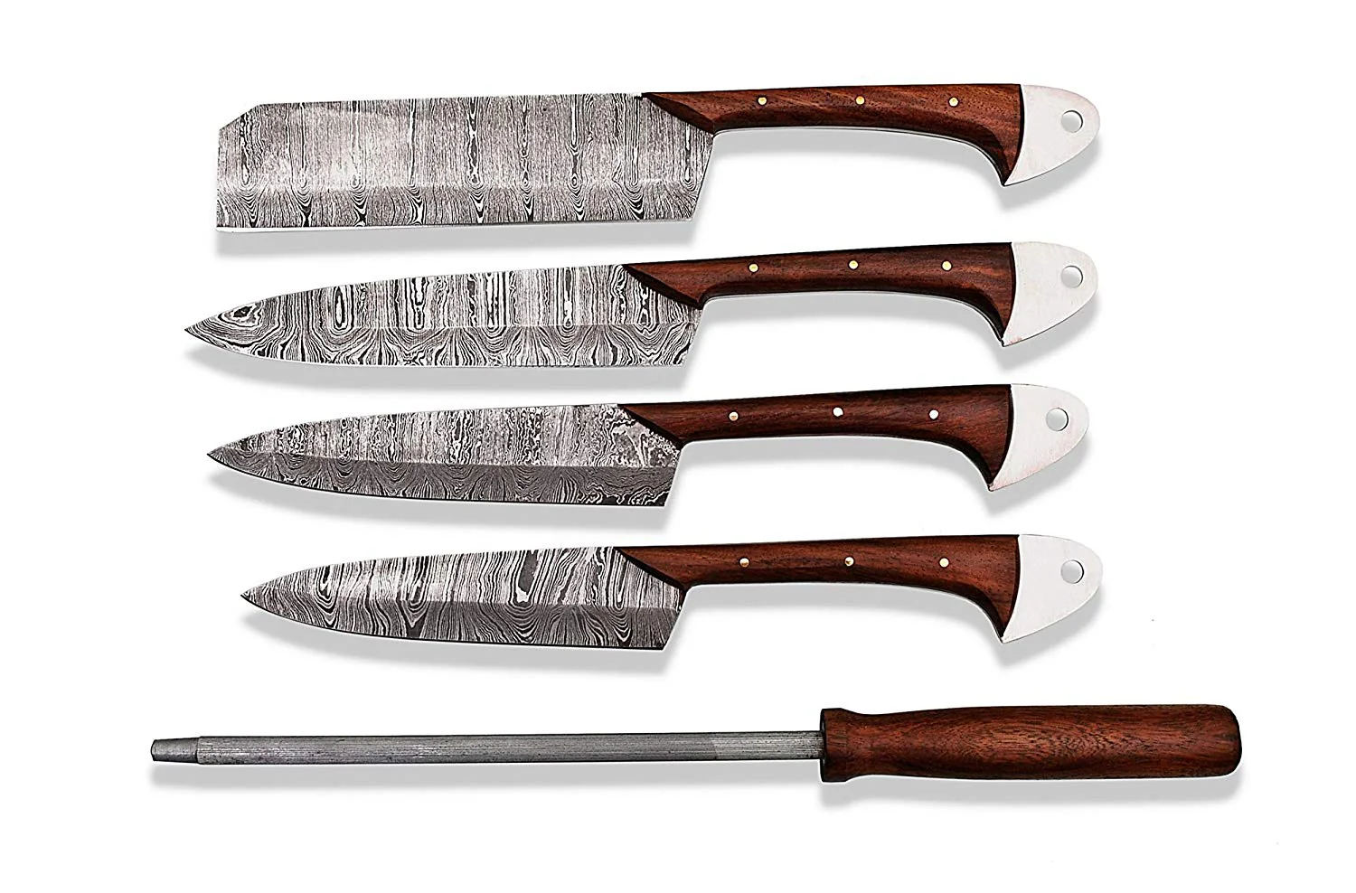 Custom Handmade Damascus Steel Kitchen Knives Set - Image 2