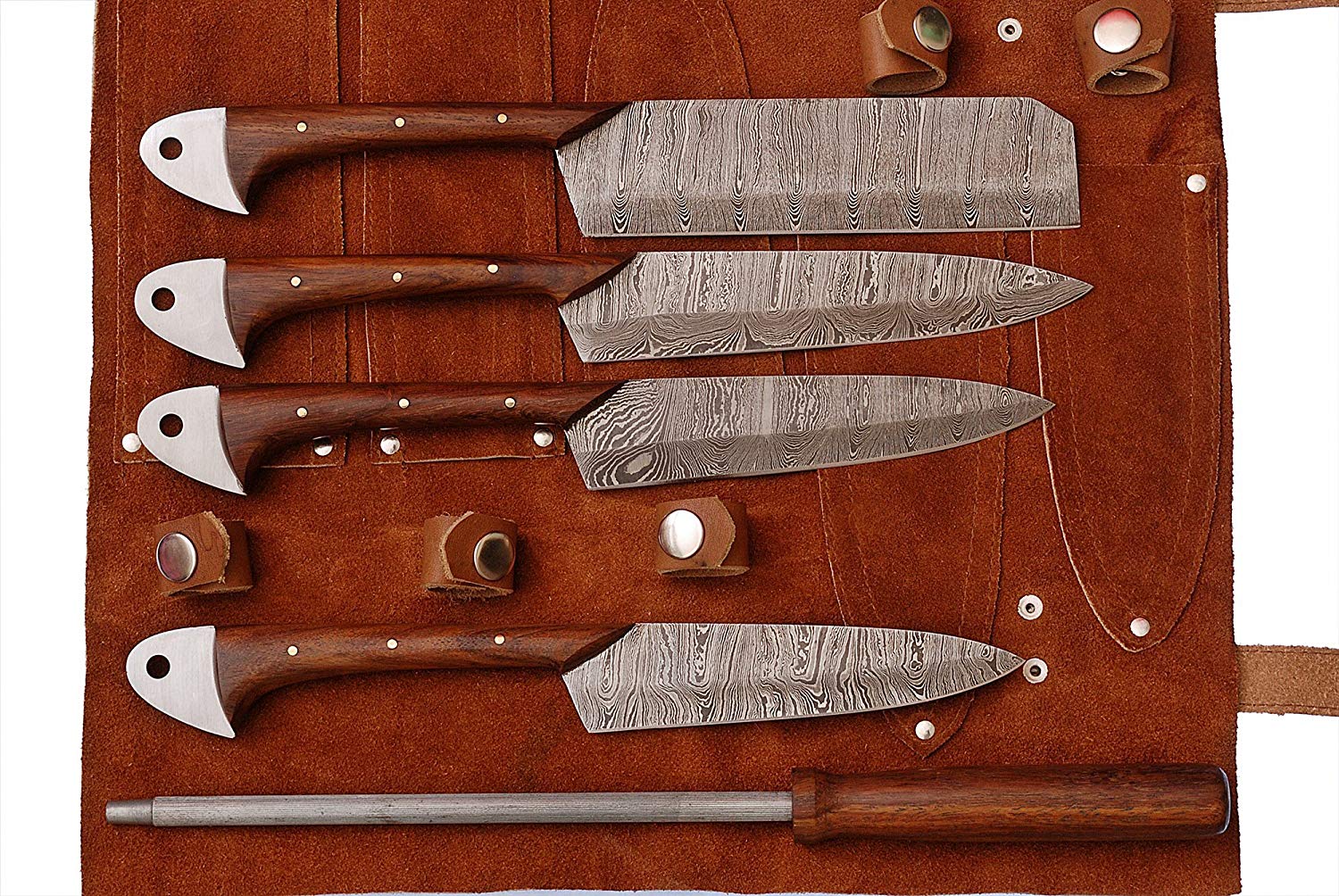 Custom Handmade Damascus Steel Kitchen Knives Set - Image 3