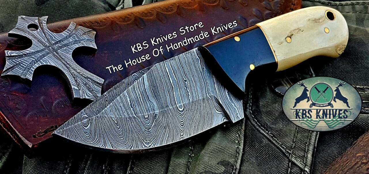 Custom Handmade Damascus Steel Skinner Knife - Image 2