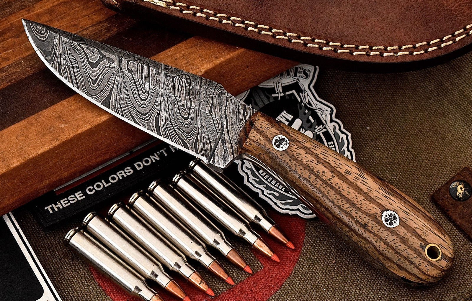 Custom Handmade Damascus Steel Skinning/Camping/Hunting Knife - Image 2