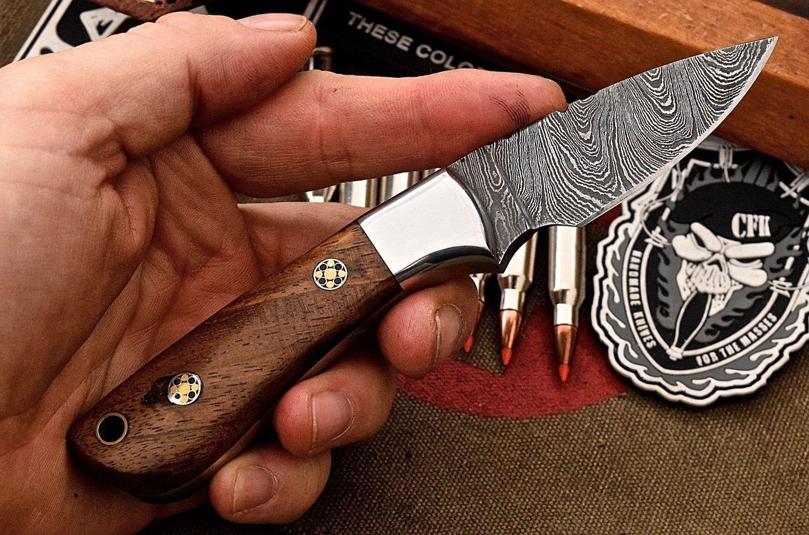 Custom Handmade Damascus Steel Skinning/Camping/Hunting Knife - Image 2