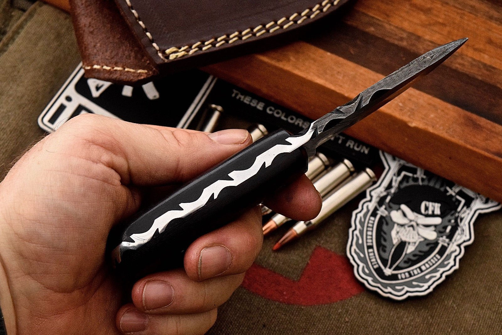 Custom Handmade Damascus Steel Skinning/Camping/Hunting Knife - Image 3