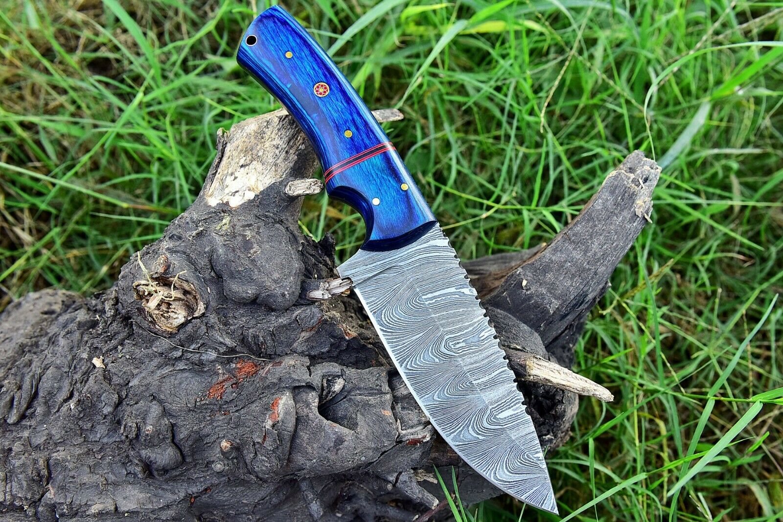 Custom Handmade Damascus Steel Skinning Hunting Knife - Image 4