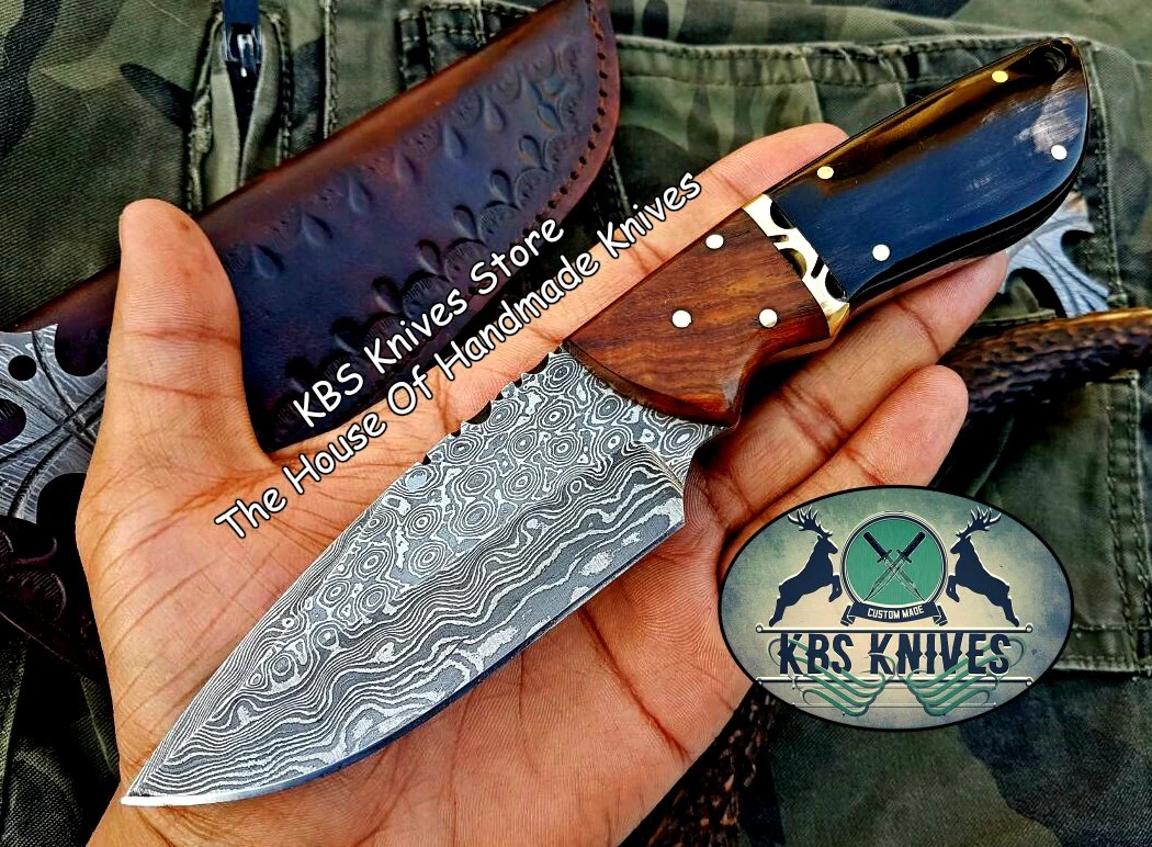 Custom Handmade Damascus Steel Skinning Knife - Image 4