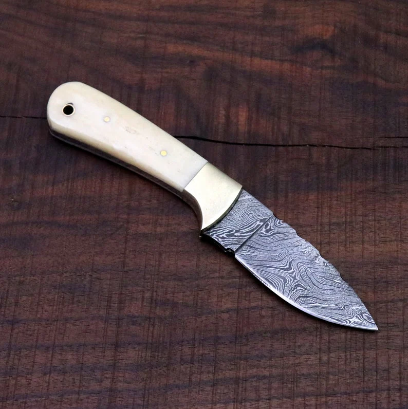 CUSTOM HANDMADE DAMASCUS STEEL SKINNING KNIFE - Image 2