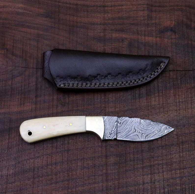 CUSTOM HANDMADE DAMASCUS STEEL SKINNING KNIFE - Image 5