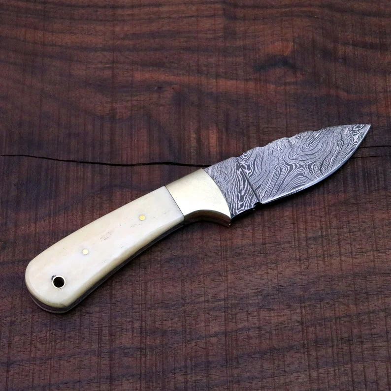 CUSTOM HANDMADE DAMASCUS STEEL SKINNING KNIFE - Image 6