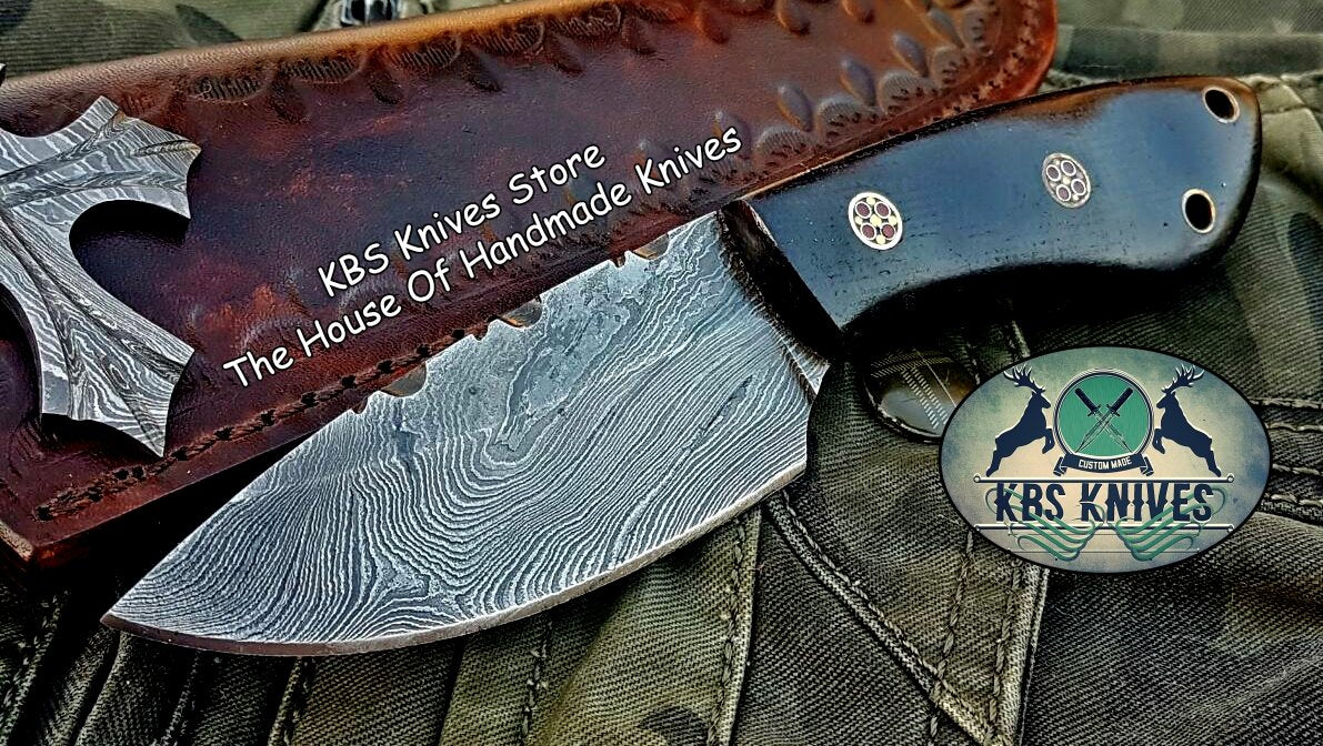 Custom Handmade Damascus Steel Skinning Knife - Image 4