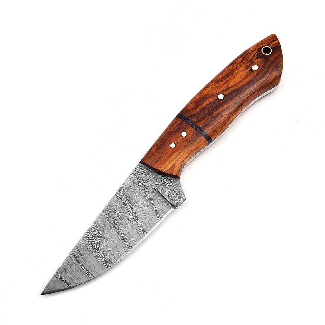 Custom Handmade Damascus Steel Skinning Knife with Rosewood Handle, 7.25-inch - Image 4