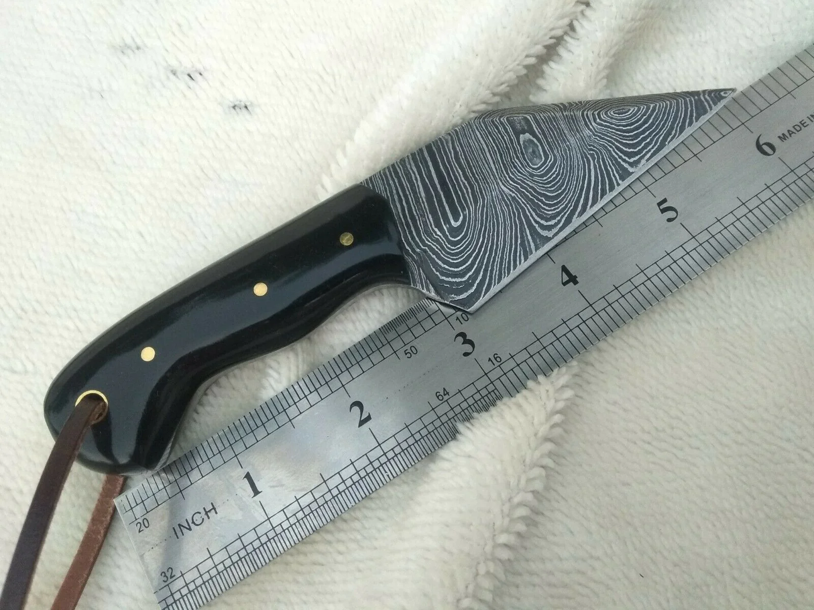 Custom Handmade Damascus Steel Small Seax Knife with Buffalo Horn Handle - 7 Inches by KBS Knives Store - Image 2