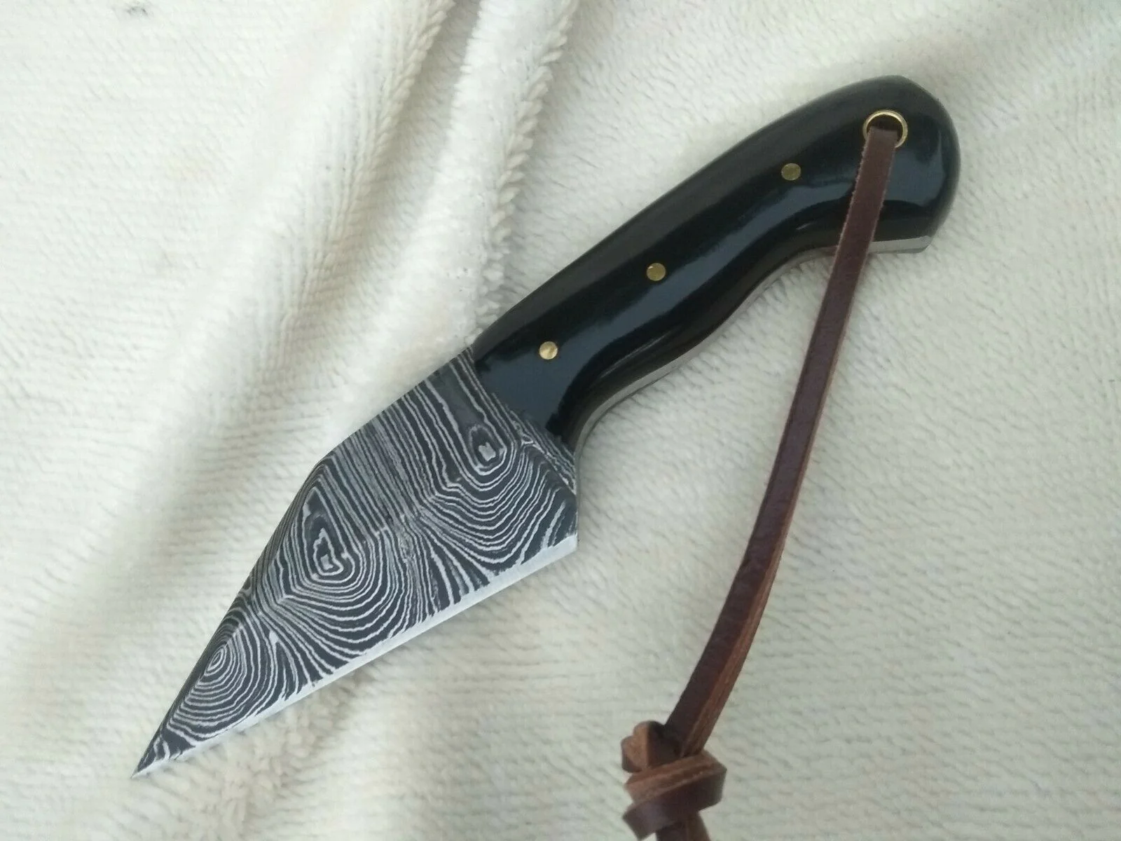 Custom Handmade Damascus Steel Small Seax Knife with Buffalo Horn Handle - 7 Inches by KBS Knives Store - Image 3