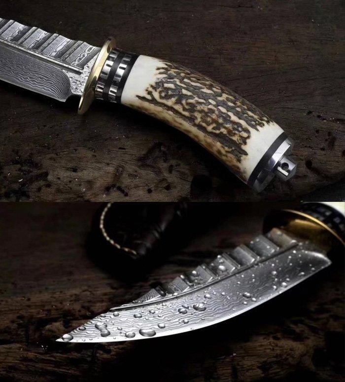 Custom Handmade Damascus Steel Steel Hunting Knife - Image 2