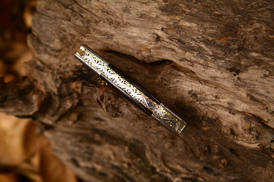 Custom Handmade Damascus Steel Tanto Blade EDC Folding Pocket Knife | 3-Inch Blade, Wenge Wood Handle, Leather Case | Groomsman Gift - Image 5
