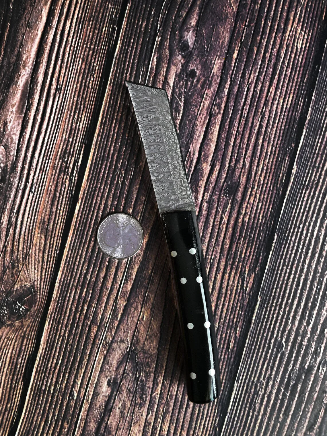 Custom Handmade Damascus Tanto Blade Knife - Image 2