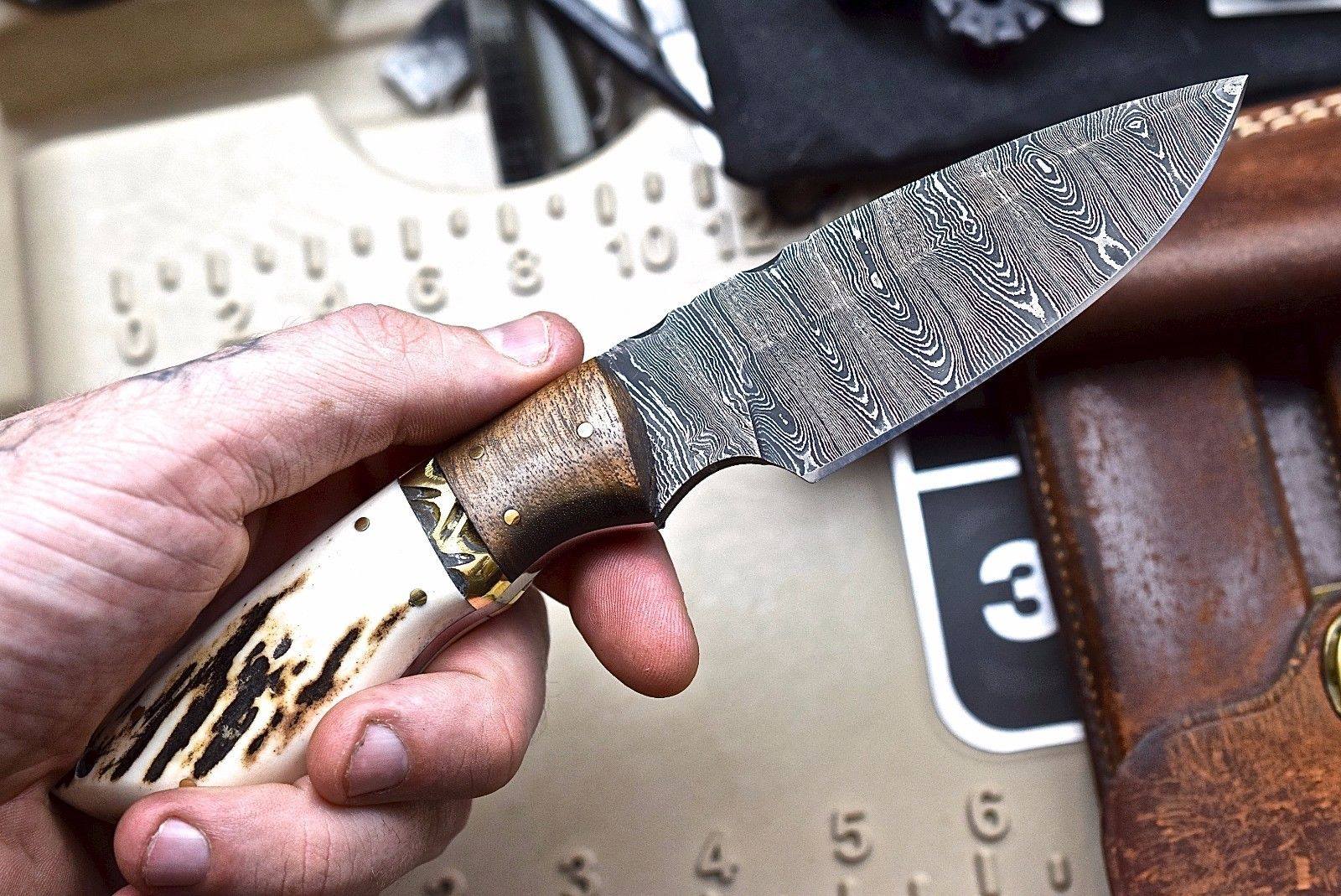 Custom Handmade Damascus Wood-New Zealand Red Stag Hunting Skinning Knife - Image 4