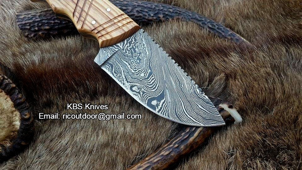 Custom Handmade Fixed-Blade Skinning Knife with Olivewood Handle - Image 2