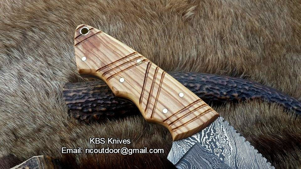 Custom Handmade Fixed-Blade Skinning Knife with Olivewood Handle - Image 3