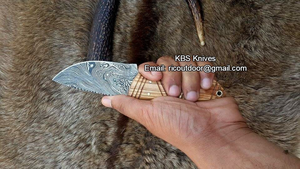 Custom Handmade Fixed-Blade Skinning Knife with Olivewood Handle - Image 4
