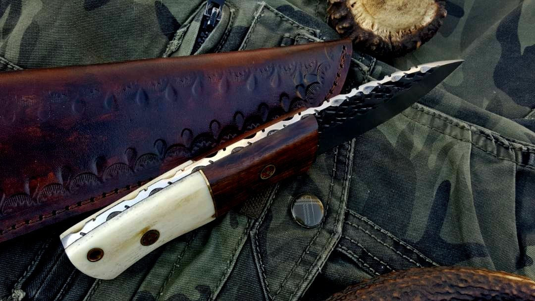 Custom Handmade Hammered 1095 High Carbon Steel Hunting Knife - Image 5