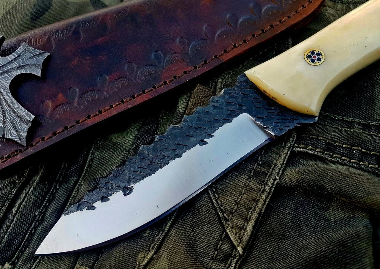 Custom Handmade Hammered 1095 High Carbon Steel Hunting Skinning Knife - Image 2