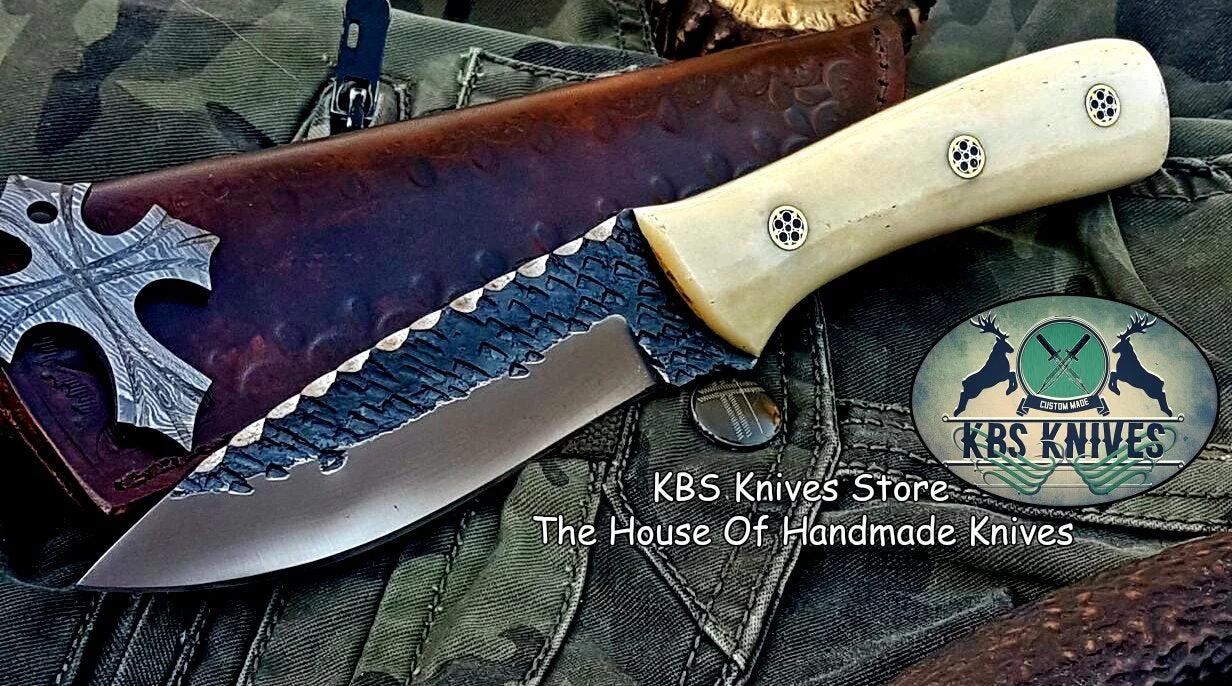 Custom Handmade Hammered 1095 High Carbon Steel Hunting Skinning Knife - Image 5