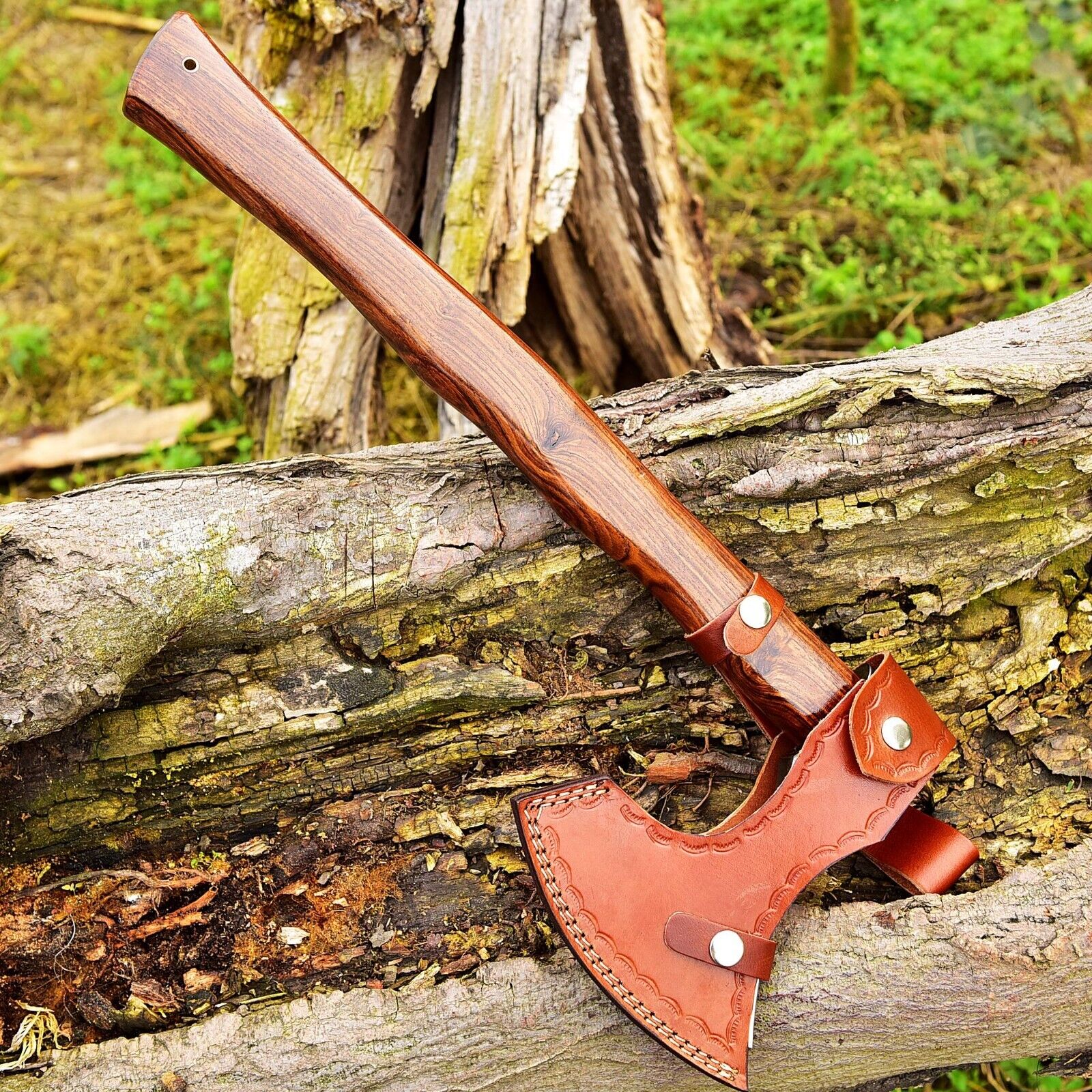 Custom Handmade Hand Engraved High Carbon Steel Viking Tomahawk Axe with Rosewood Handle by KBS Knives Store - Image 5