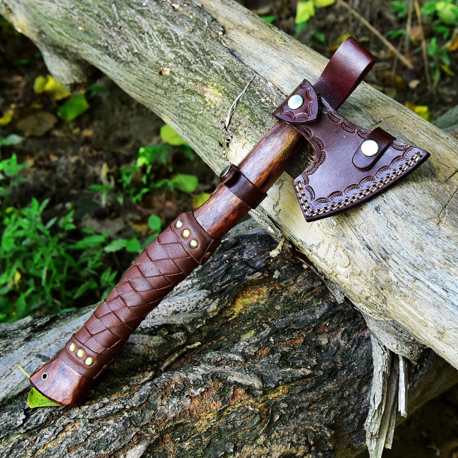 Custom Handmade Hand Engraved High Carbon Steel Viking Tomahawk Axe with Rosewood Handle by KBS Knives Store - Image 4