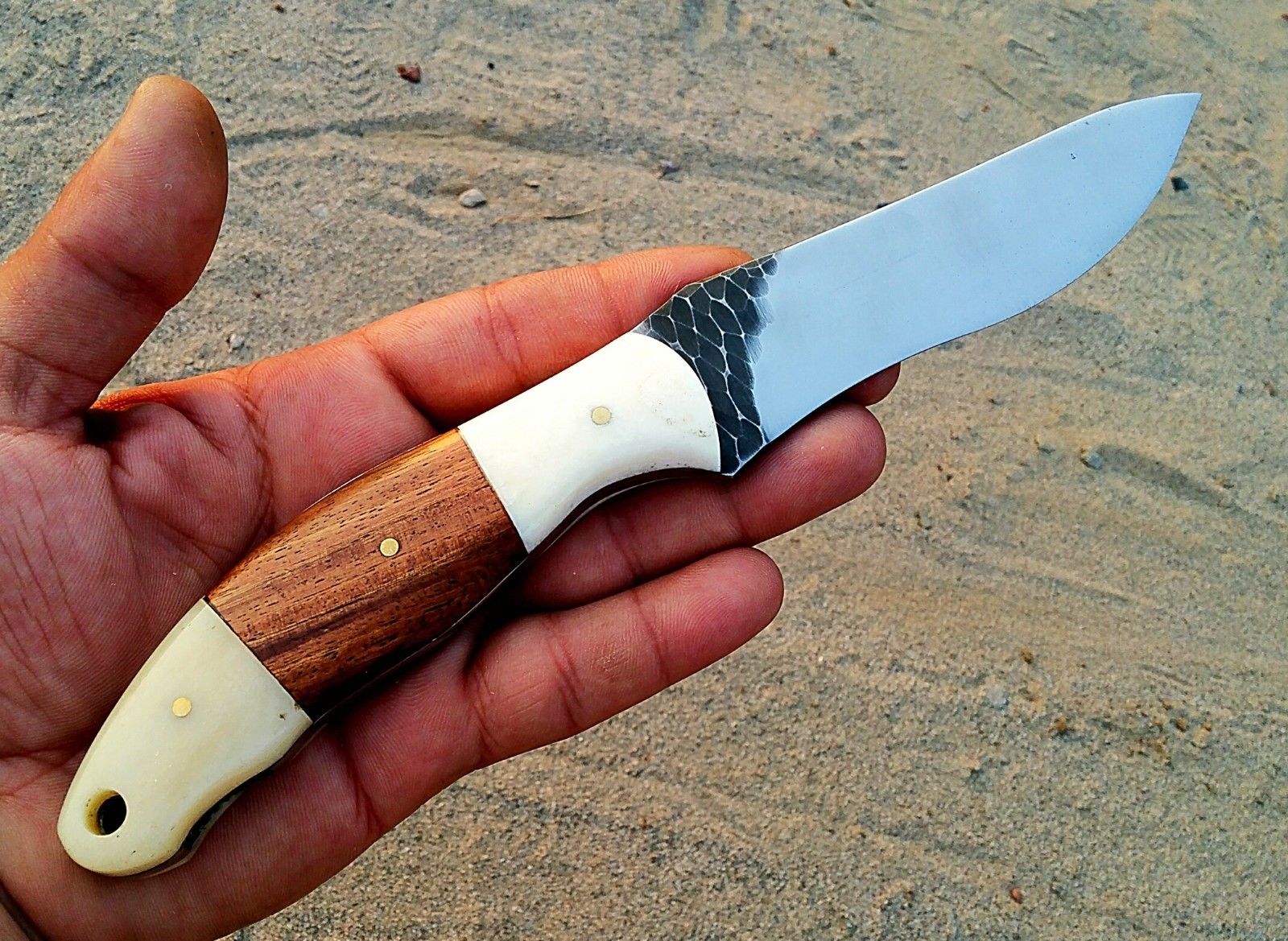 Custom Handmade Hunting Knife with Stone Texture Blade - Image 3