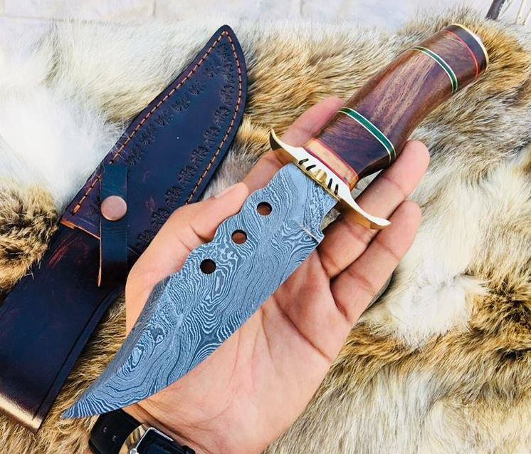 Custom Handmade Hunting Knife with Walnut Wood Handle - Image 3