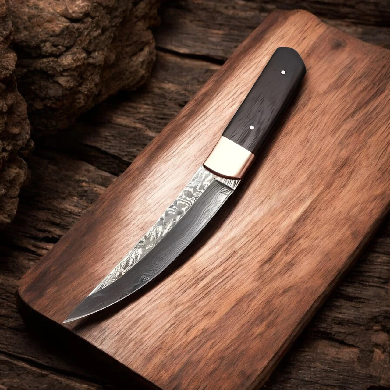 Custom Handmade Knife For Hunting – 10" Damascus Steel, Wenge Wood - Image 2