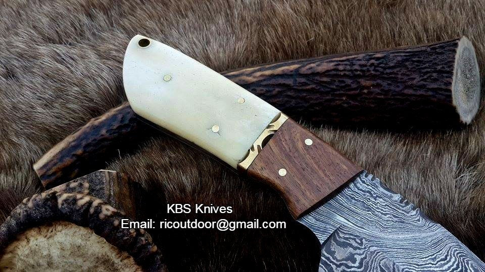 Custom Handmade Lamb Skinner Knife – Damascus Steel with Bone & Rosewood Handle - Image 2