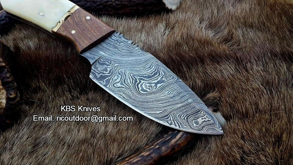 Custom Handmade Lamb Skinner Knife – Damascus Steel with Bone & Rosewood Handle - Image 3