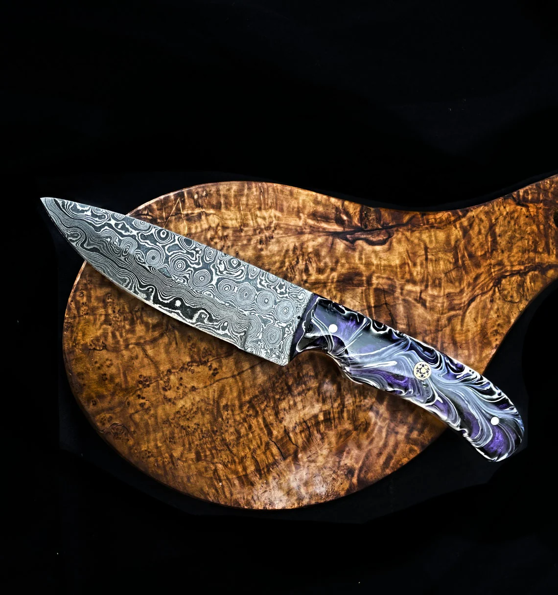 Custom Handmade Raindrop Damascus Steel Hunting Knife - Image 3