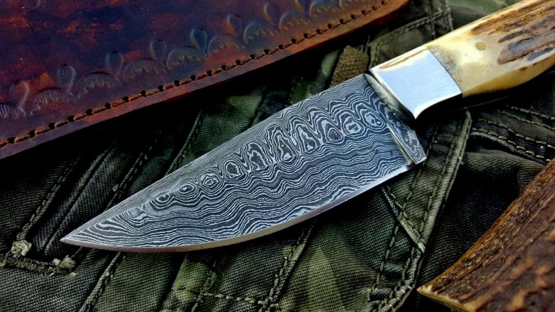 Custom Handmade Twist Damascus Steel EDC Skinning Knife - Image 2