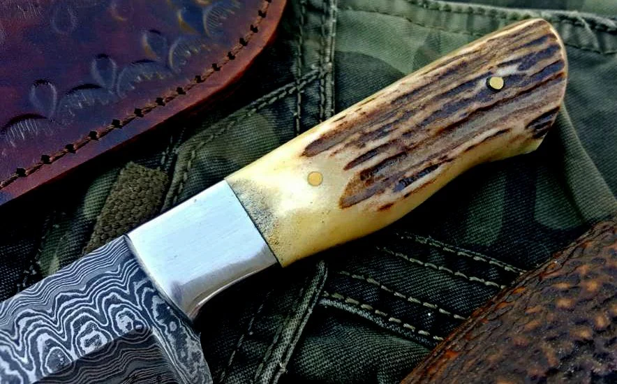 Custom Handmade Twist Damascus Steel EDC Skinning Knife - Image 4