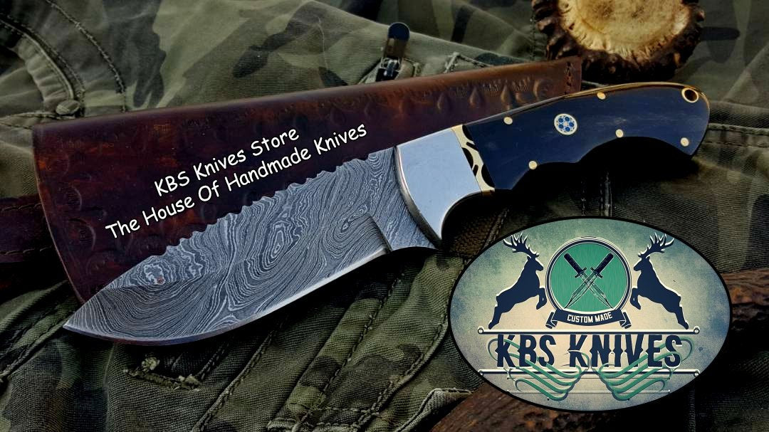 Custom Handmade Twist Damascus Steel Hunting Skinning Knife - Image 4