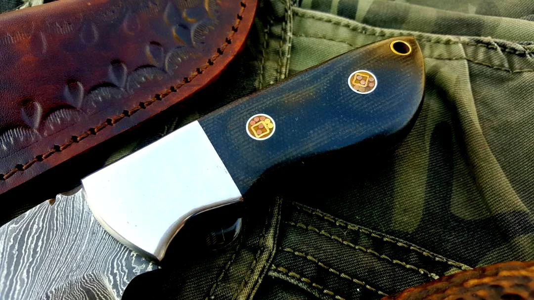 Custom Handmade Twist Damascus Steel Hunting Skinning Knife - Image 3