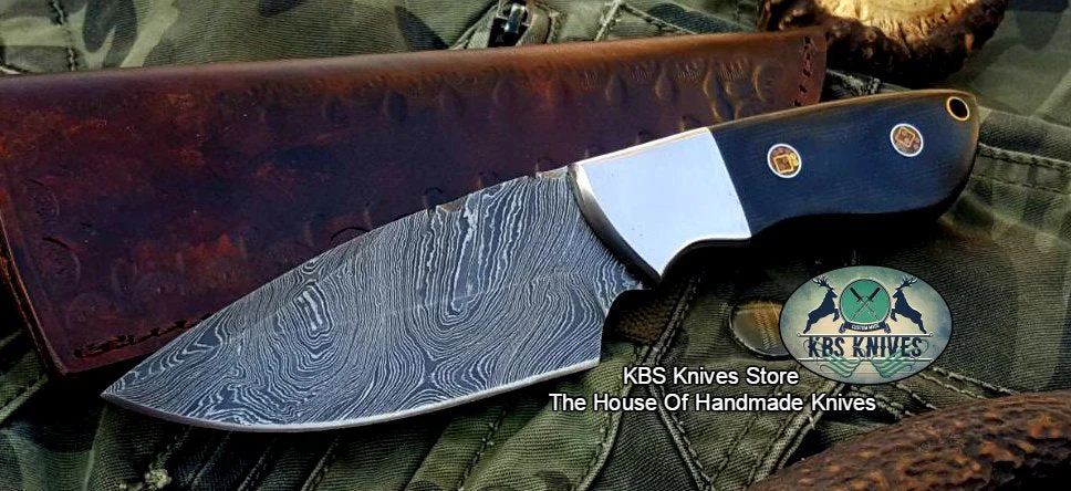 Custom Handmade Twist Damascus Steel Hunting Skinning Knife - Image 4