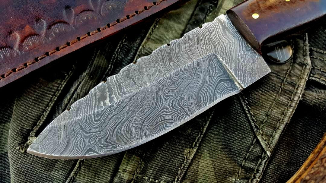 Custom Handmade Twist Damascus Steel Skinning Knife - Image 2