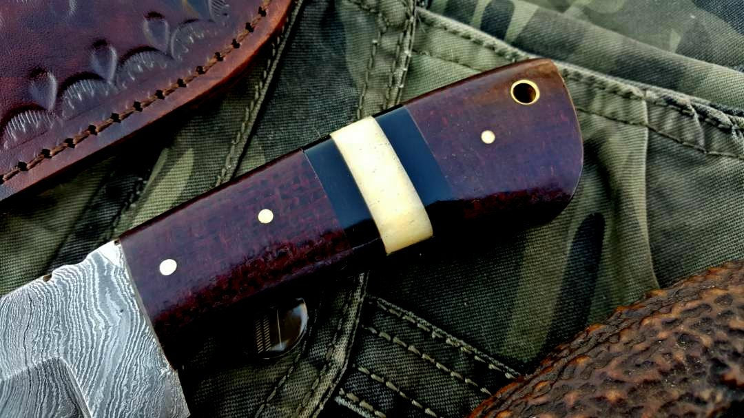 Custom Handmade Twist Damascus Steel Skinning Knife - Image 3