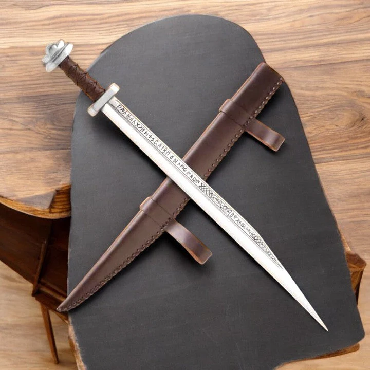 Custom Handmade Viking Seax – 26" Engraved 440C Steel Blade