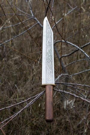 Custom Handmade Viking Seax Knife with Leather Sheath - Image 2
