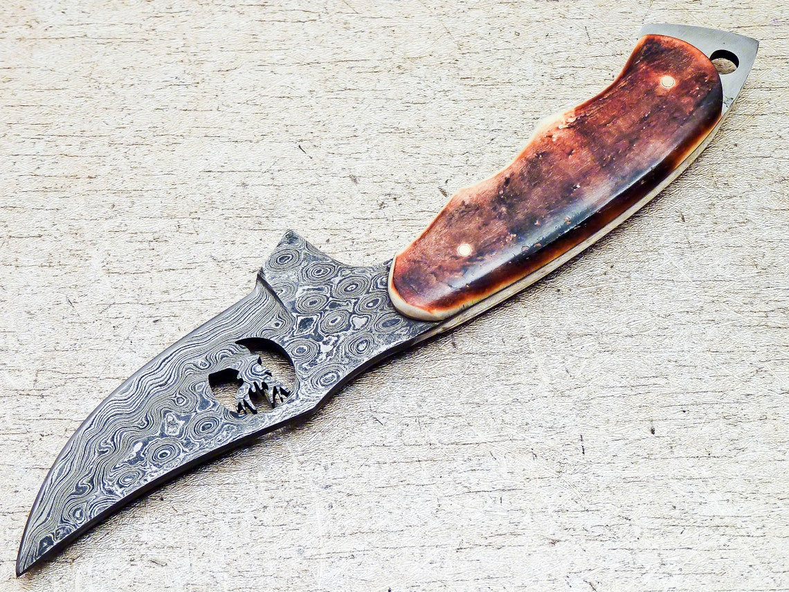 Custom Handmade Wirecut Blade Damascus skinning knife - Image 2